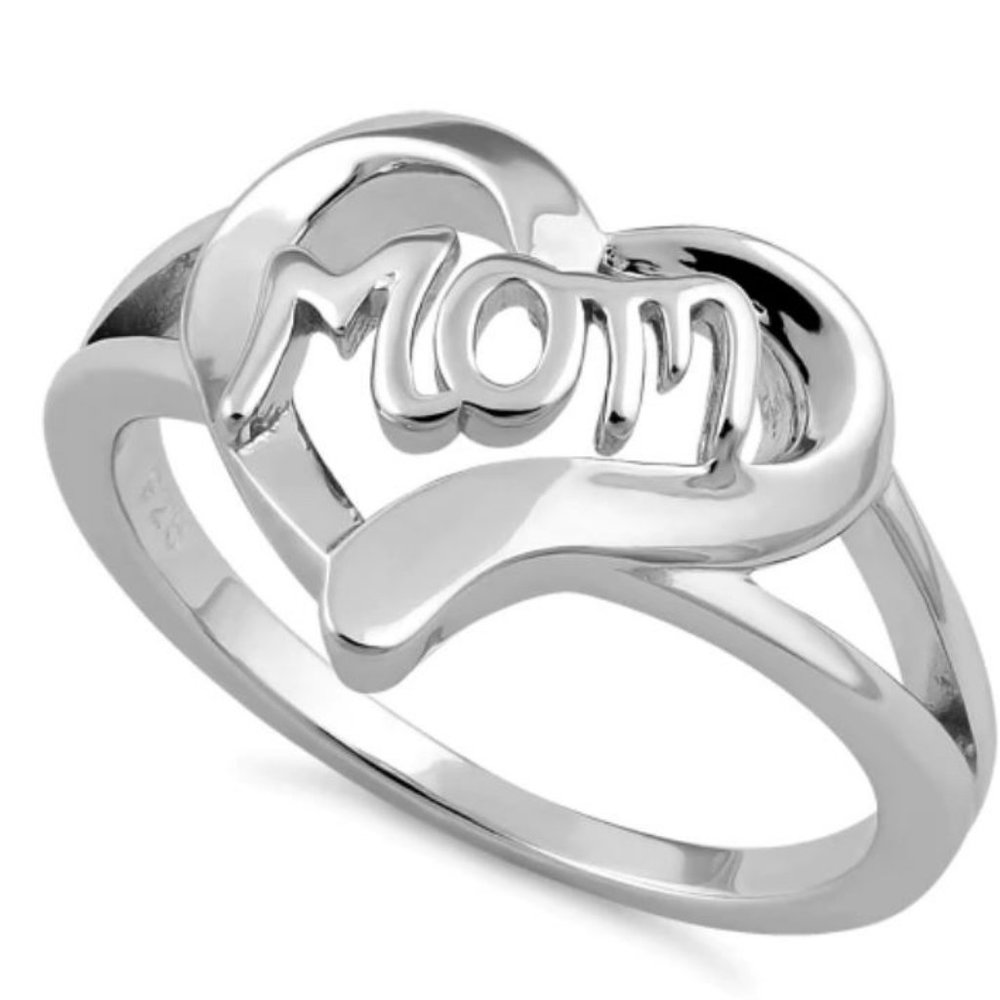 925 STERLING SILVER Mom Mother's Day Heart Ring - Picture 14 of 16